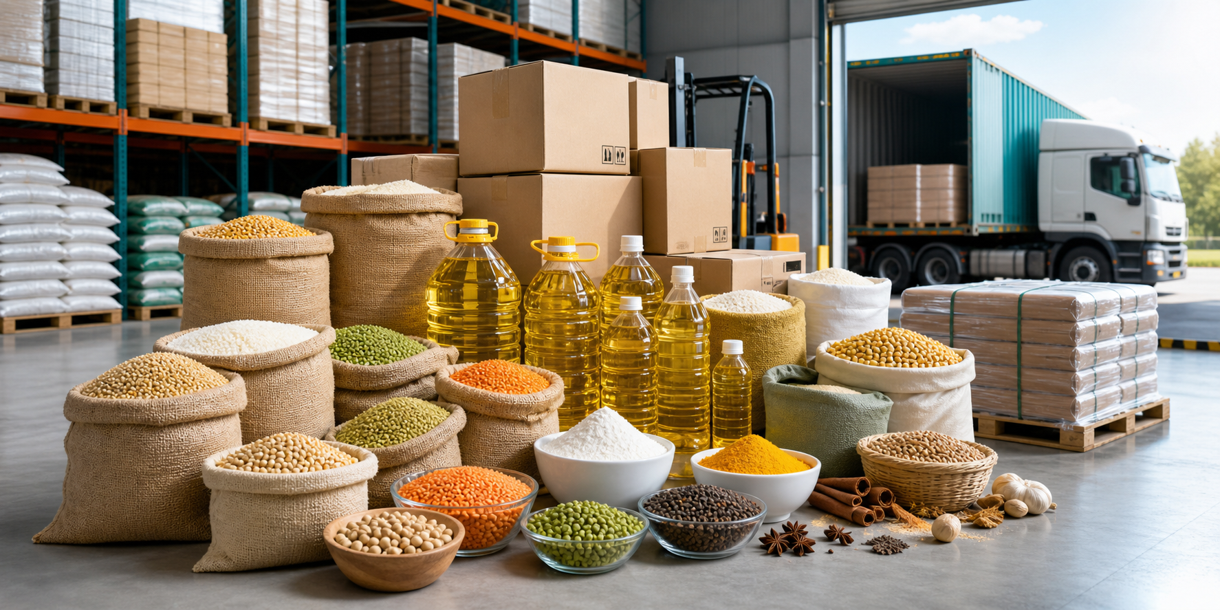 Agro commodities, edible oils, and export-ready supply materials